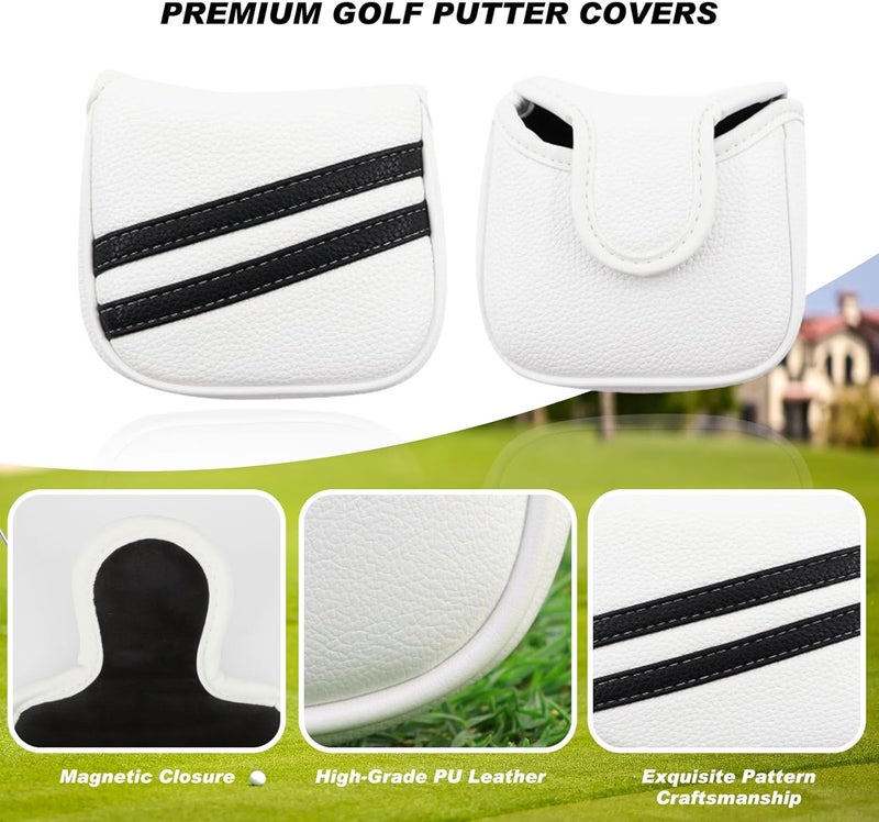 Frimon Golf Club Covers,4pcs or 1pc Golf Headcovers for Woods and Driver Fairway Hybrids Women Men - Premium PU Leather with Interchangeable Tags & Magnetic Blade and Mallet Putter Covers - Image 5